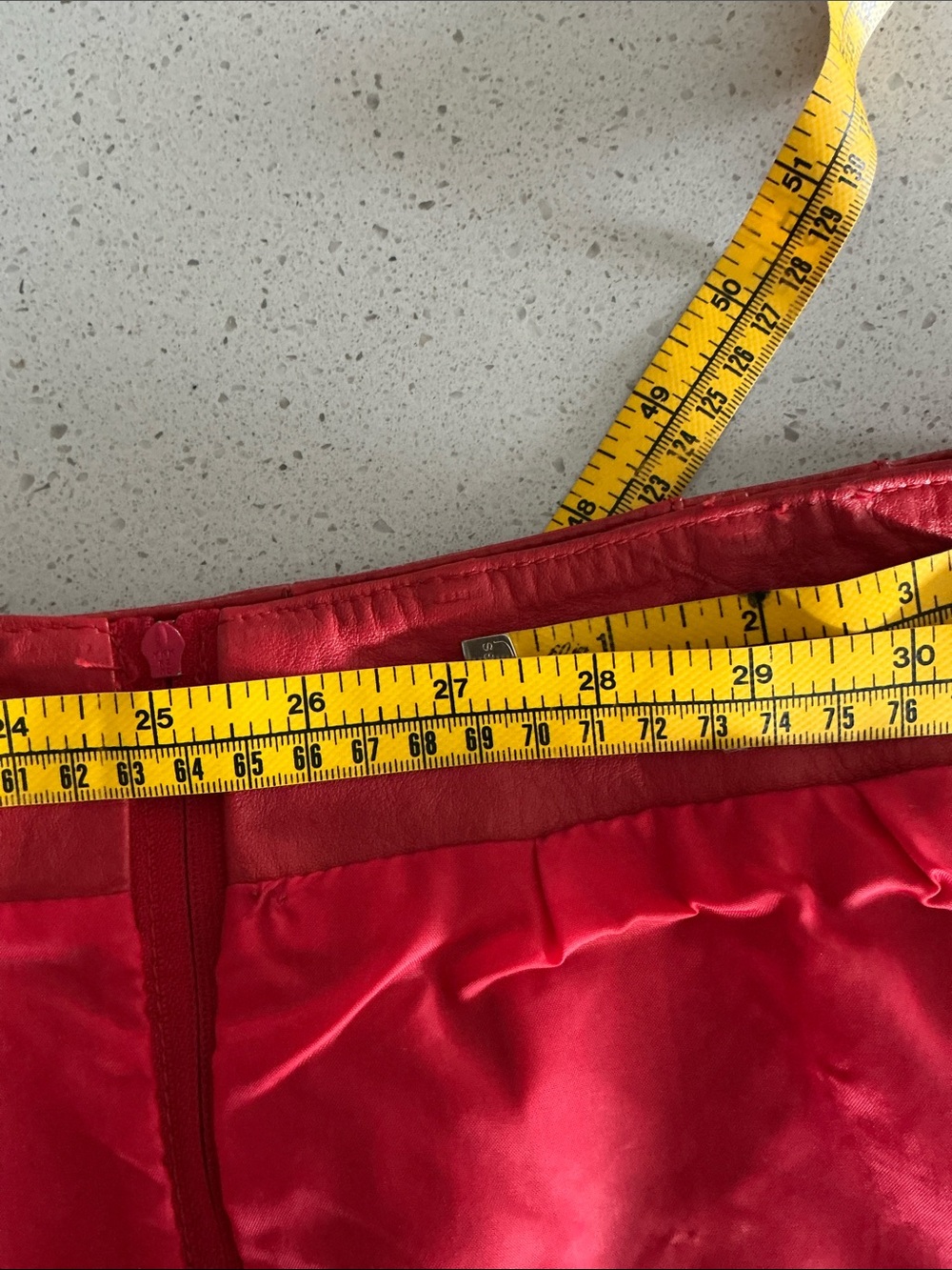 Petite Dimensions Vibrant Red Genuine Leather High-Waisted Pencil Skirt - Picture 3 of 5